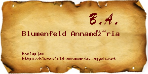 Blumenfeld Annamária névjegykártya